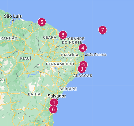 Melhores Praias do Nordeste: Mapa