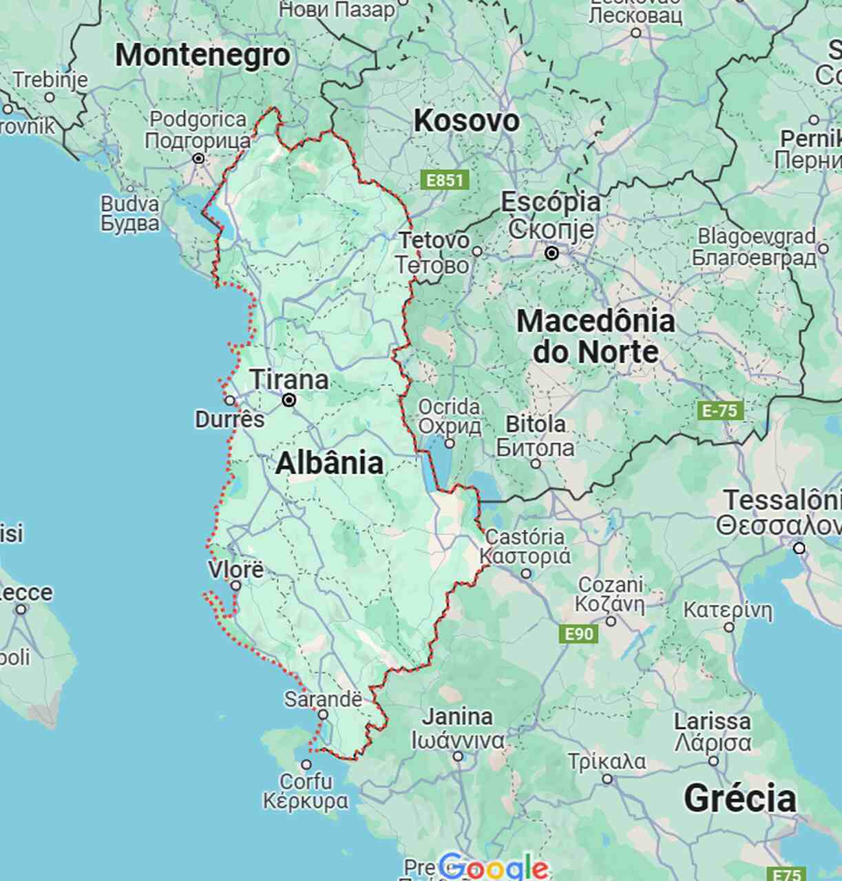 mapa da albania onde fica