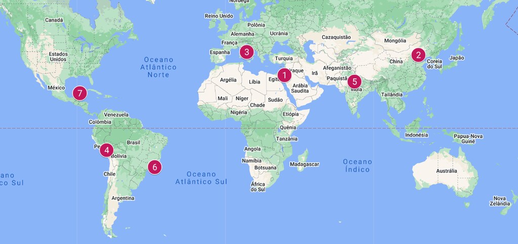 7 maravilhas do mundo moderno mapa