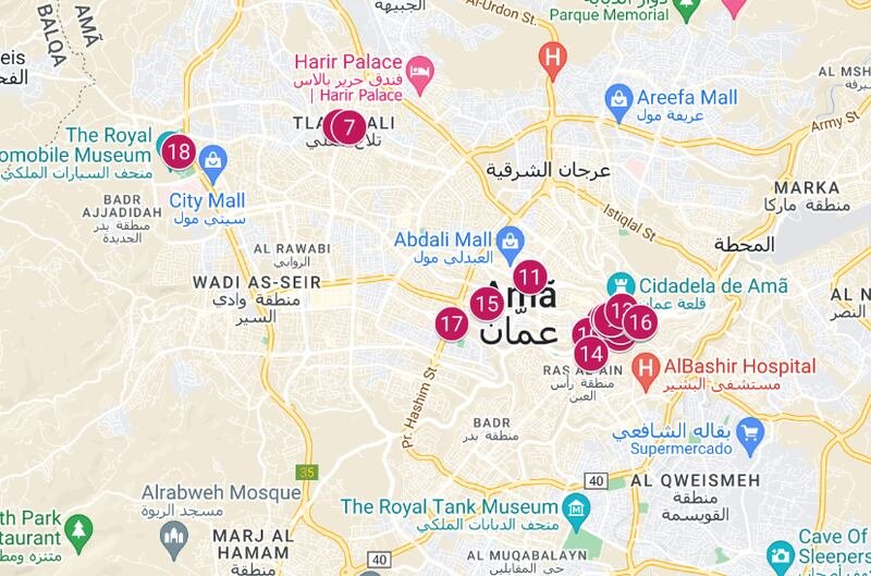 amã capital jordania mapa