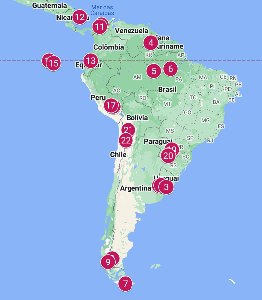 melhores destinos da america do sul mapa